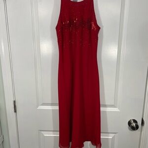 Catchet Elegant Red Sleeveless Dress Sequins Size 6 CB-H
